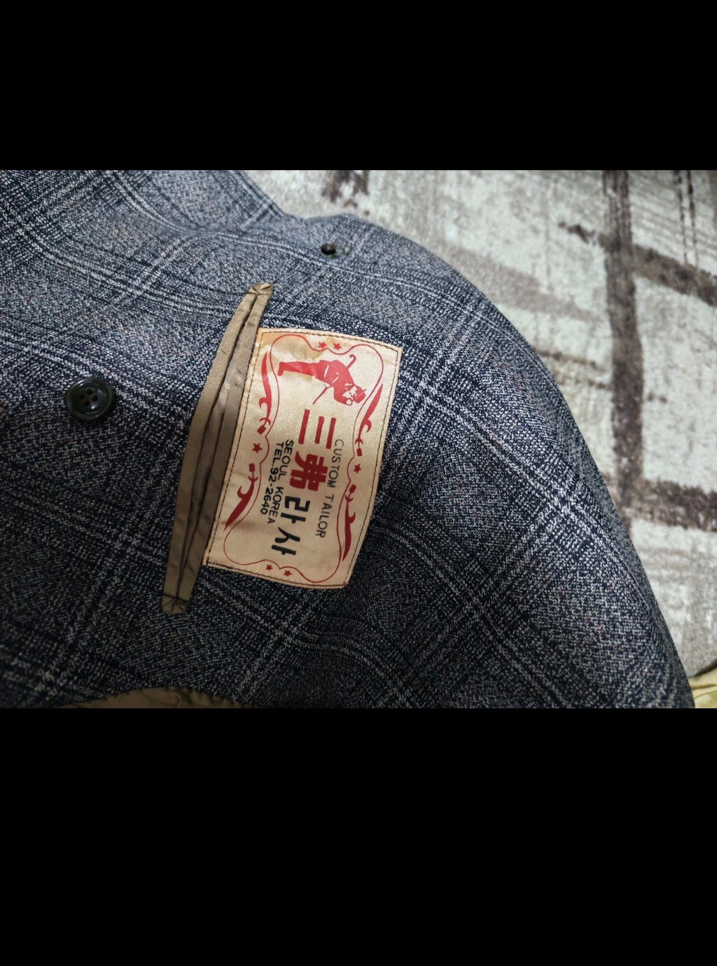 1970s Vintage Korean all worsted classic glen check over coat 38S 40S