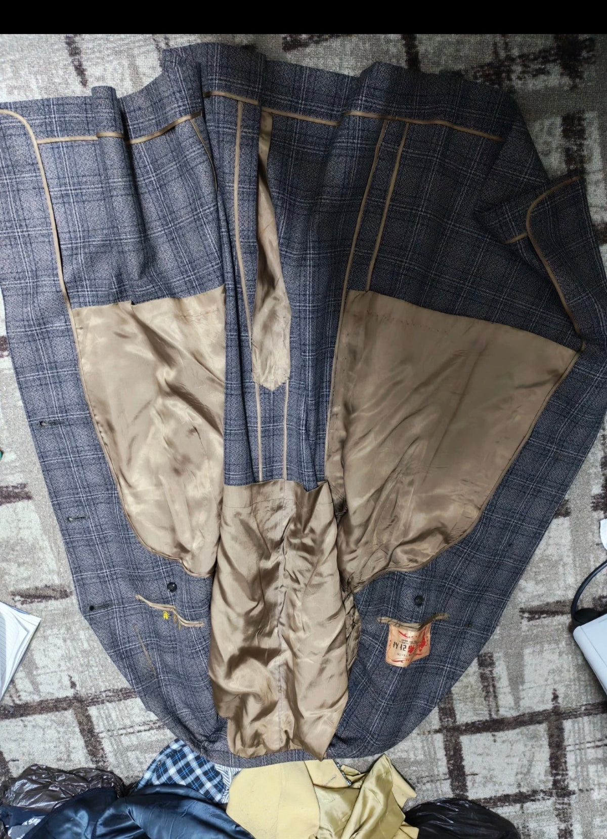 1970s Vintage Korean all worsted classic glen check over coat 38S 40S