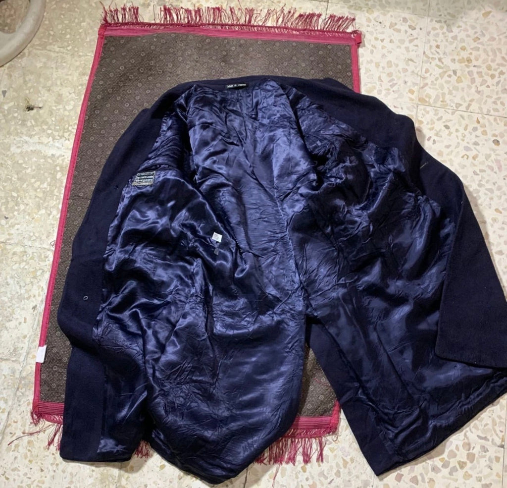 Vintage 100% pure cashmere classic navy suit top over coat 44R