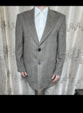 Costumen Wool Cashmere blend brown striped classic peak lapel over coat 42R