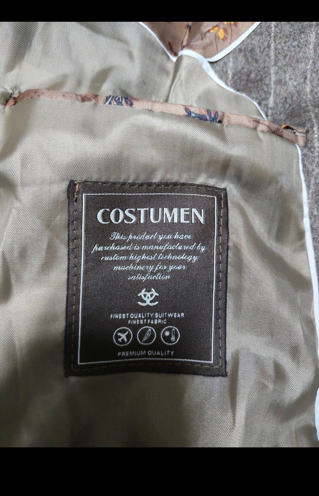 Costumen Wool Cashmere blend brown striped classic peak lapel over coat 42R