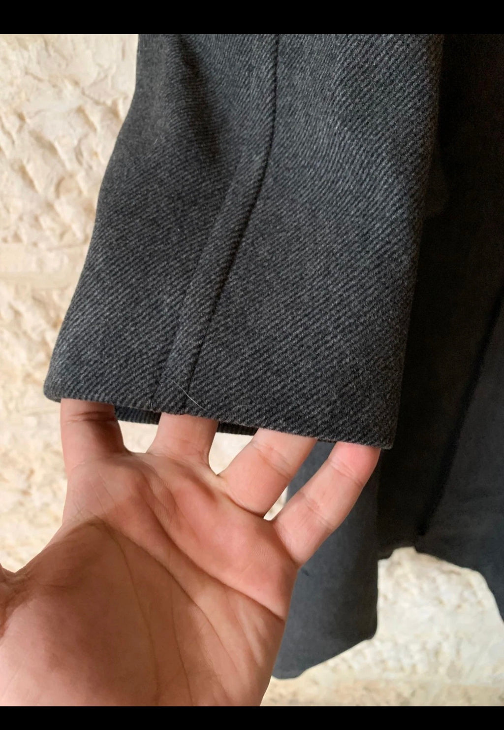 1970s vintage Oxford pure woollen wool classic charcoal over coat 44L 46L