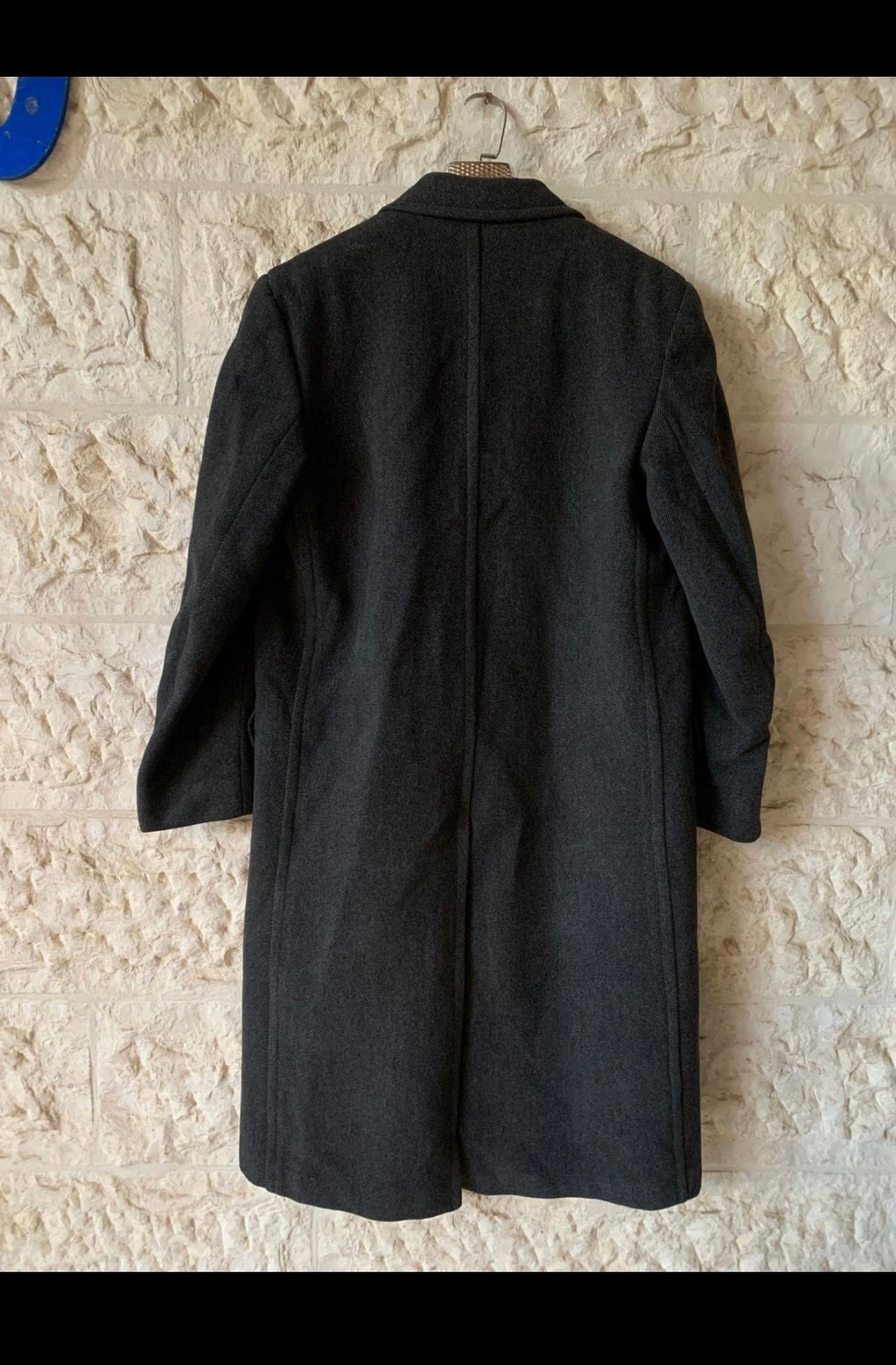 1970s vintage Oxford pure woollen wool classic charcoal over coat 44L 46L