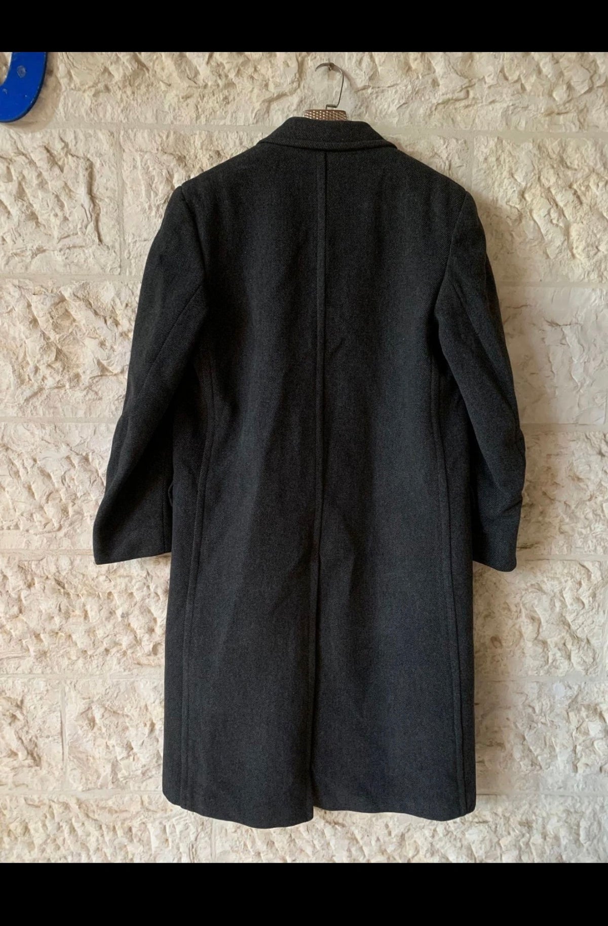 1970s vintage Oxford pure woollen wool classic charcoal over coat 44L 46L