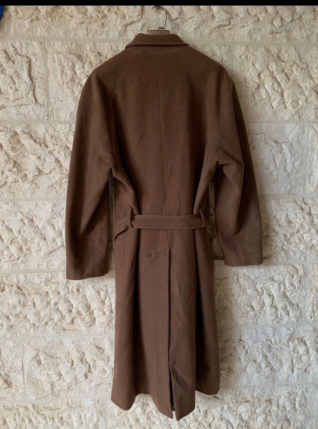 Vintage Wool Cashmere blend classic belted brown raglan over coat 46R 48R XL