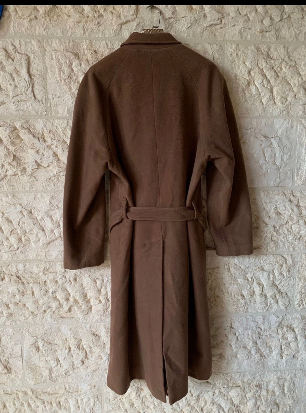 Vintage Wool Cashmere blend classic belted brown raglan over coat 46R 48R XL