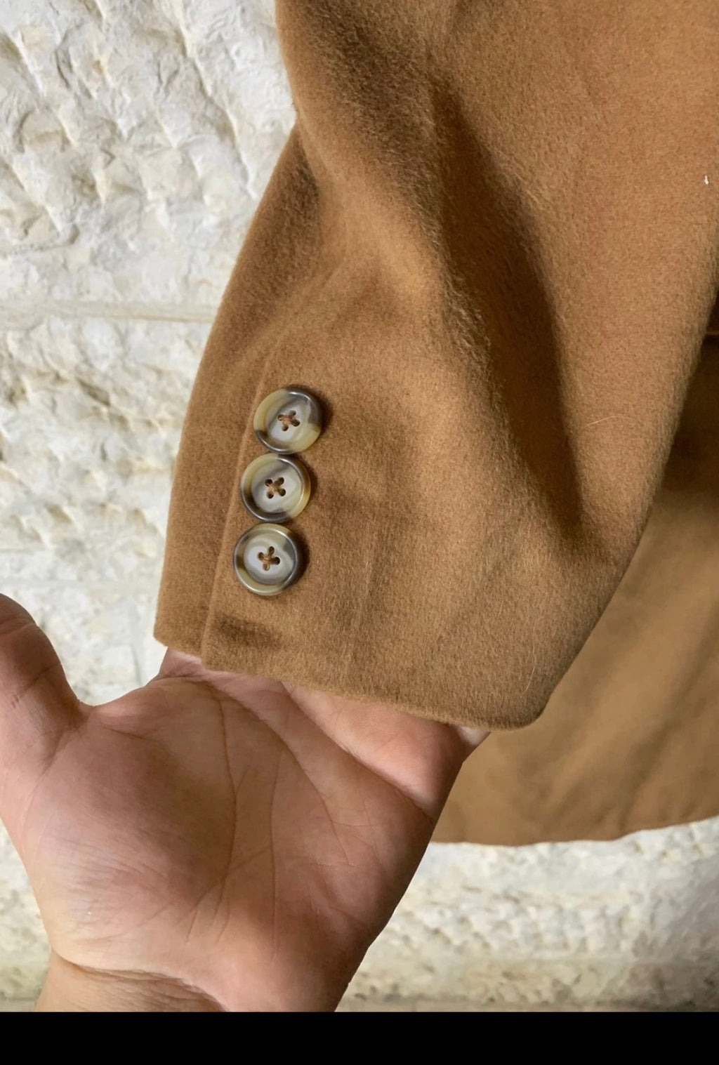 Vintage handtailored bespoke Wool Cashmere classic brown long over coat 46L XL