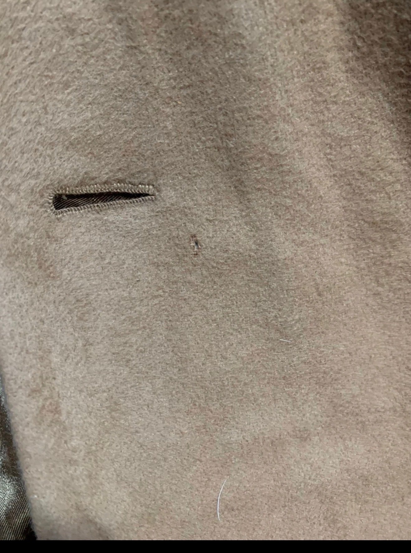 Vintage handtailored bespoke Wool Cashmere classic brown long over coat 46L XL