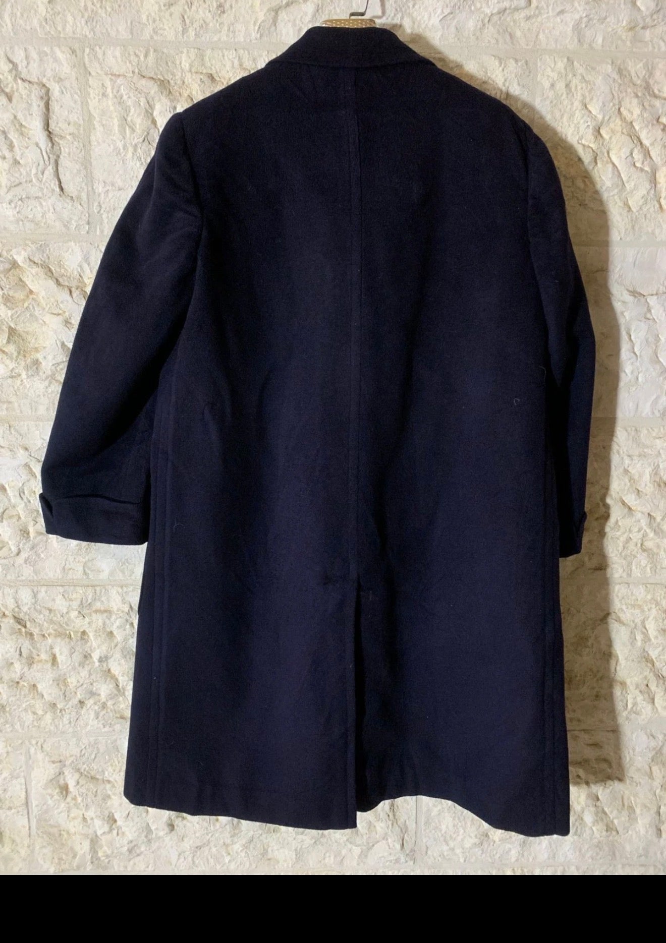 1950s Vintage handtailored bespoke Cashmere classic navy over coat 44R