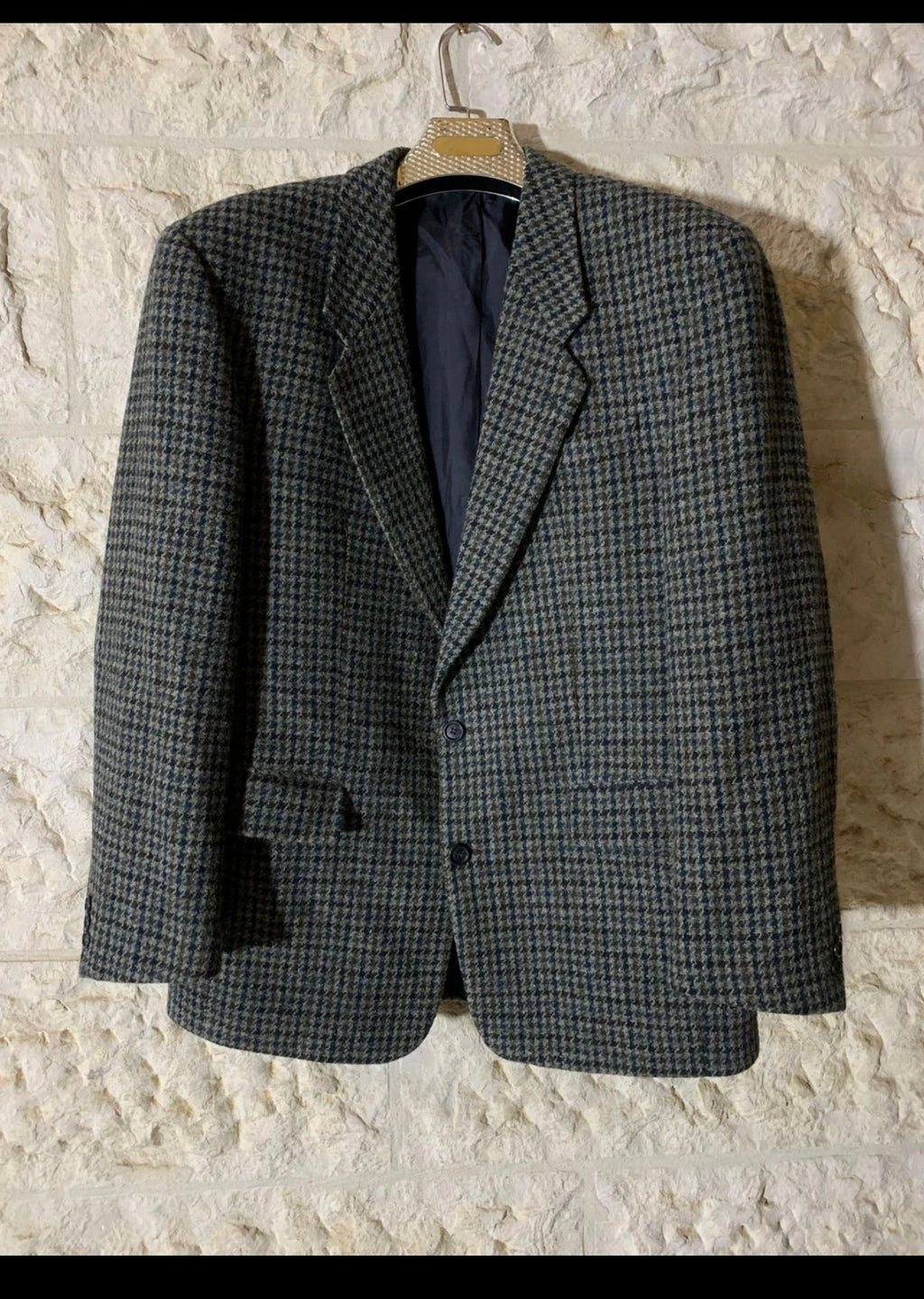 Vintage Harris Tweed houndstooth pure wool classic hunting jacket blazer 42R