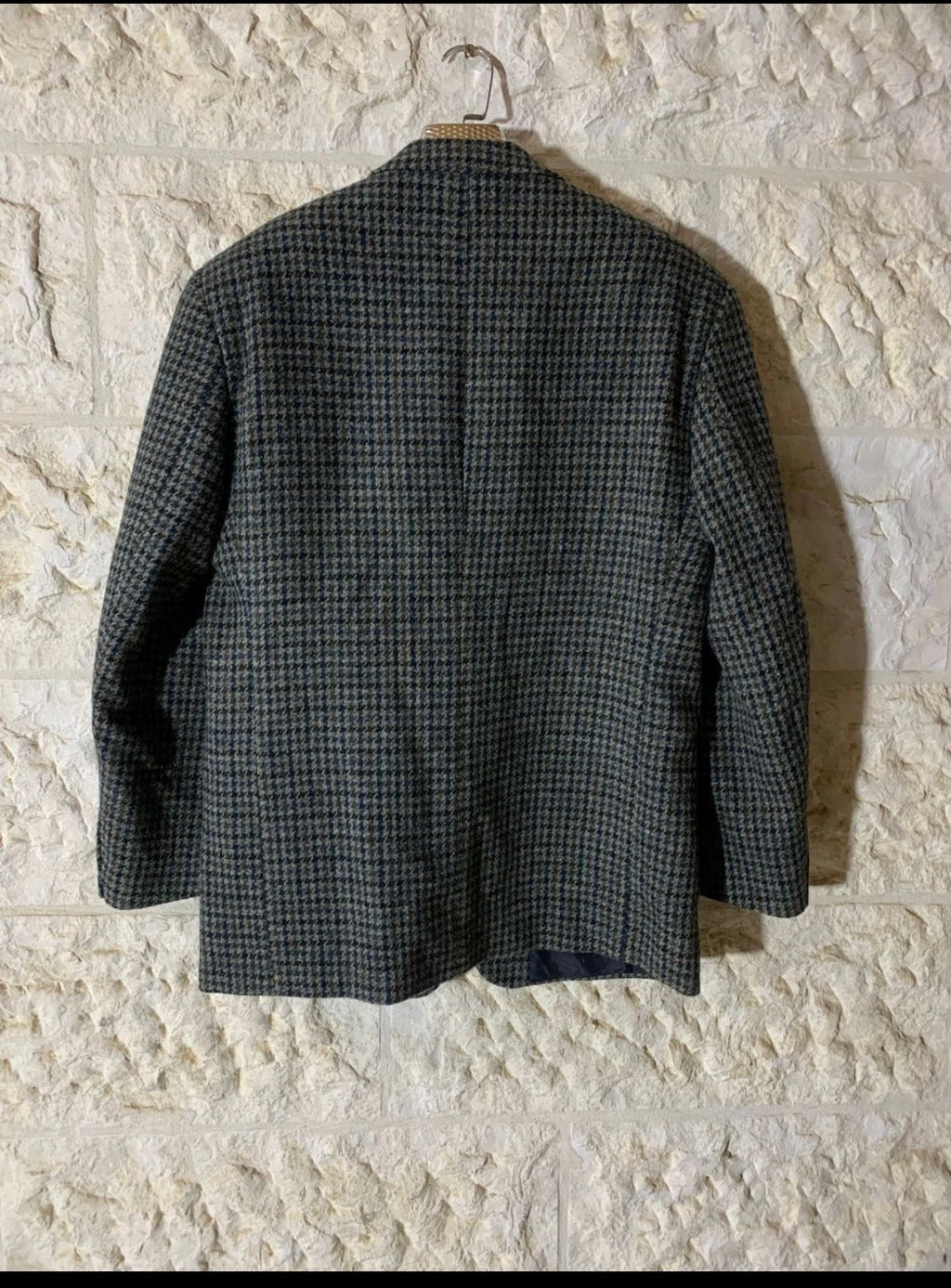 Vintage Harris Tweed houndstooth pure wool classic hunting jacket blazer 42R