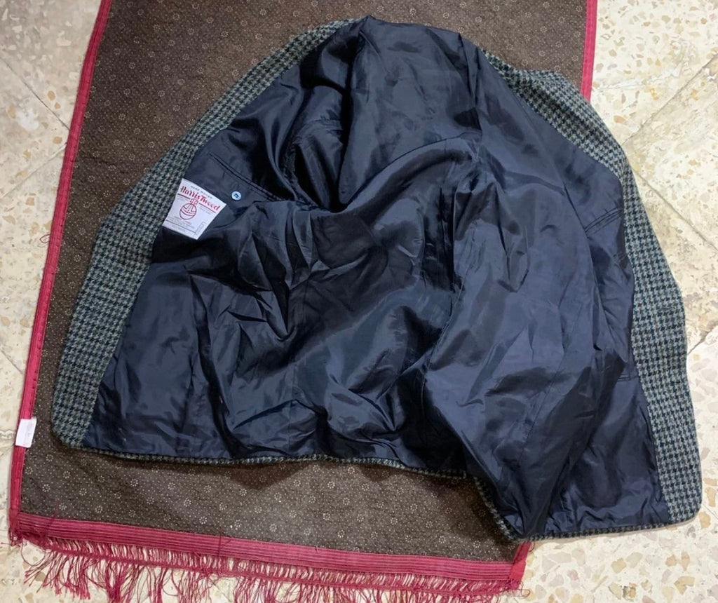 Vintage Harris Tweed houndstooth pure wool classic hunting jacket blazer 42R