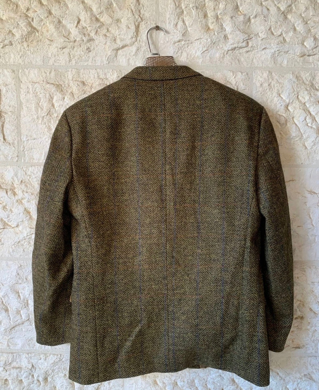 Vintage Canda pure wool handwoven Tweed Windowpane hunting jacket blazer 42R