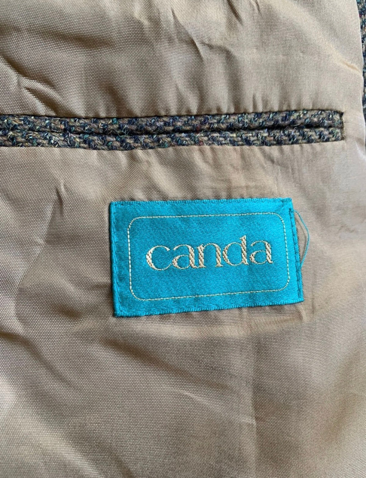 Vintage Canda pure wool handwoven Tweed Windowpane hunting jacket blazer 42R