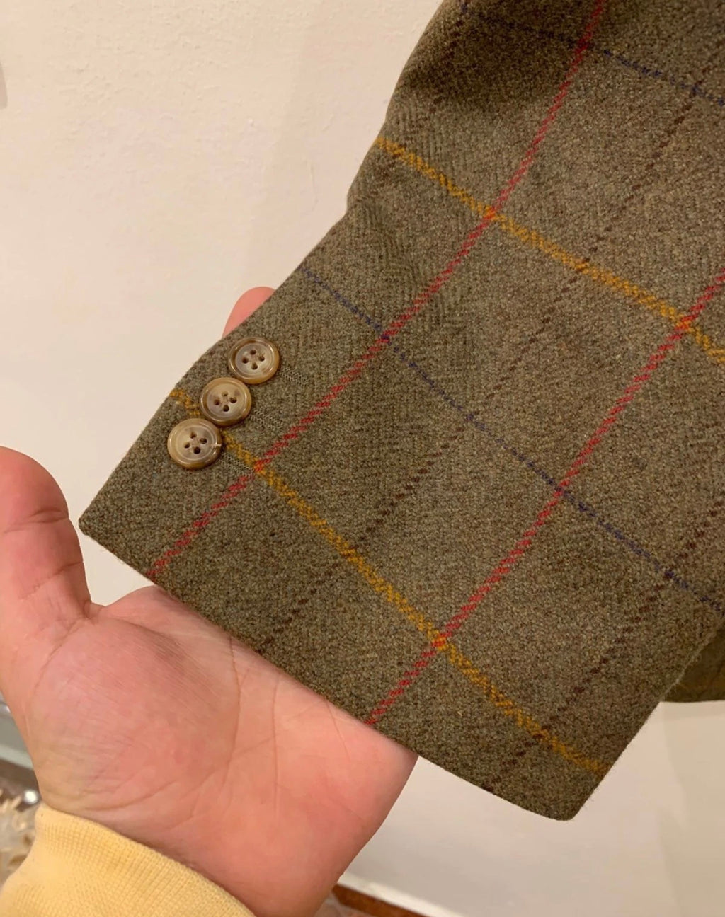 Vintage Bladen 100% Lambswool Windowpane olive green hunting jacket blazer 42L