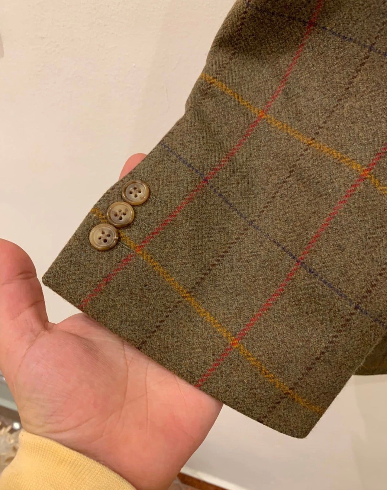 Vintage Bladen 100% Lambswool Windowpane olive green hunting jacket blazer 42L
