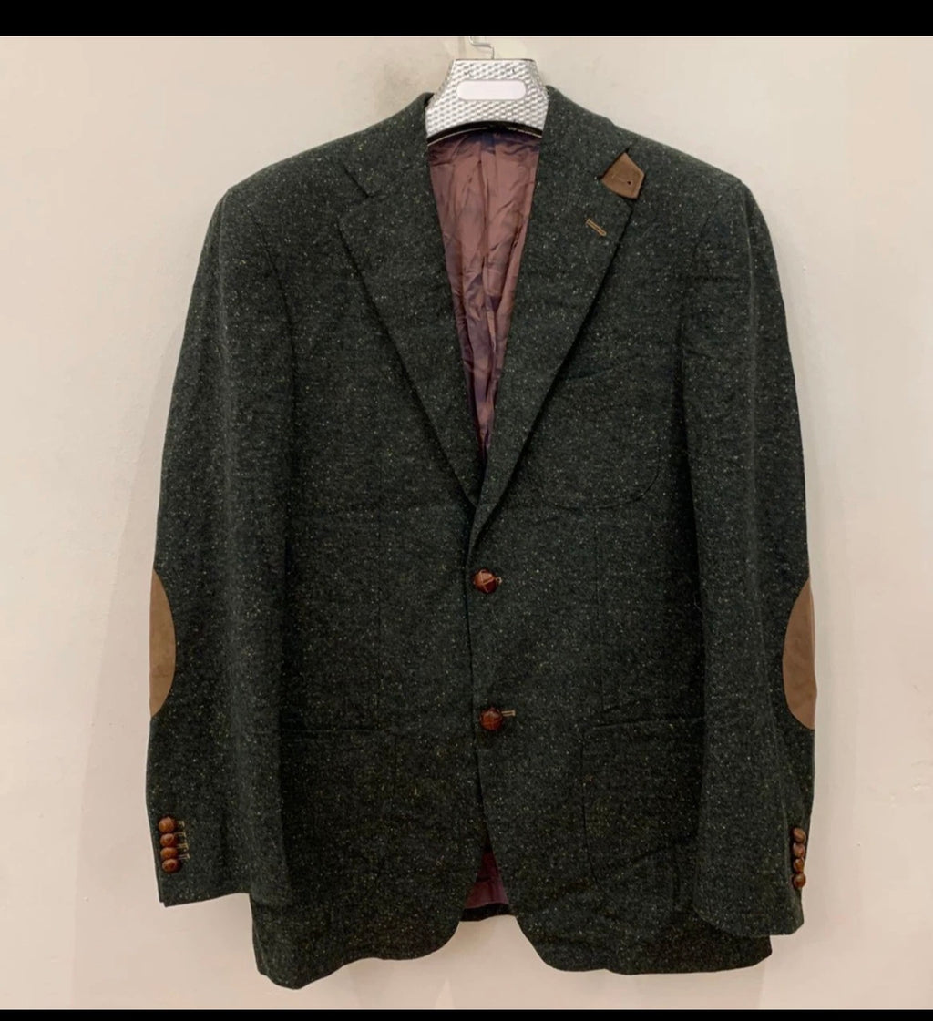 Classic pure wool tweed camouflage green hunting jacket blazer 40R 40L