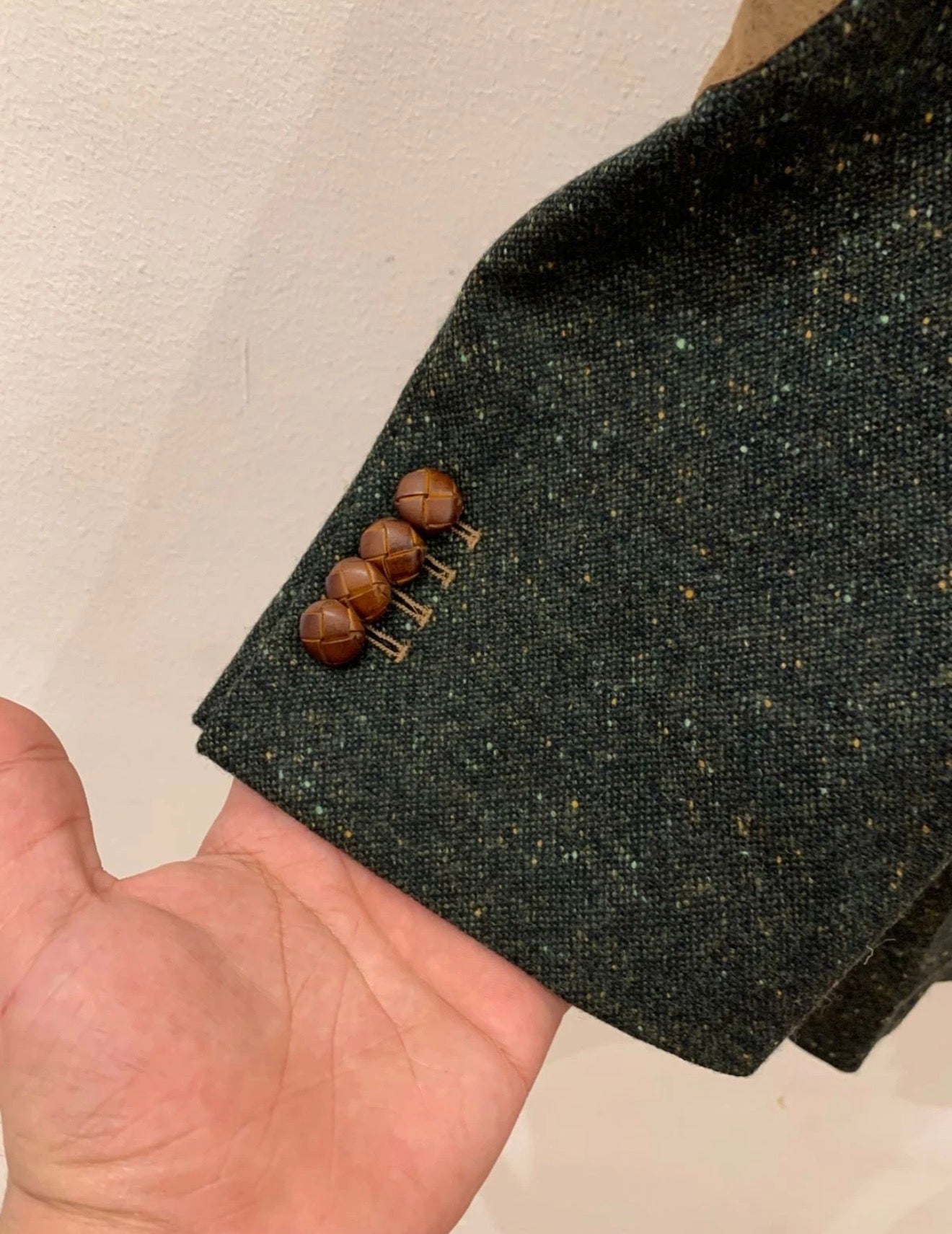 Classic pure wool tweed camouflage green hunting jacket blazer 40R 40L