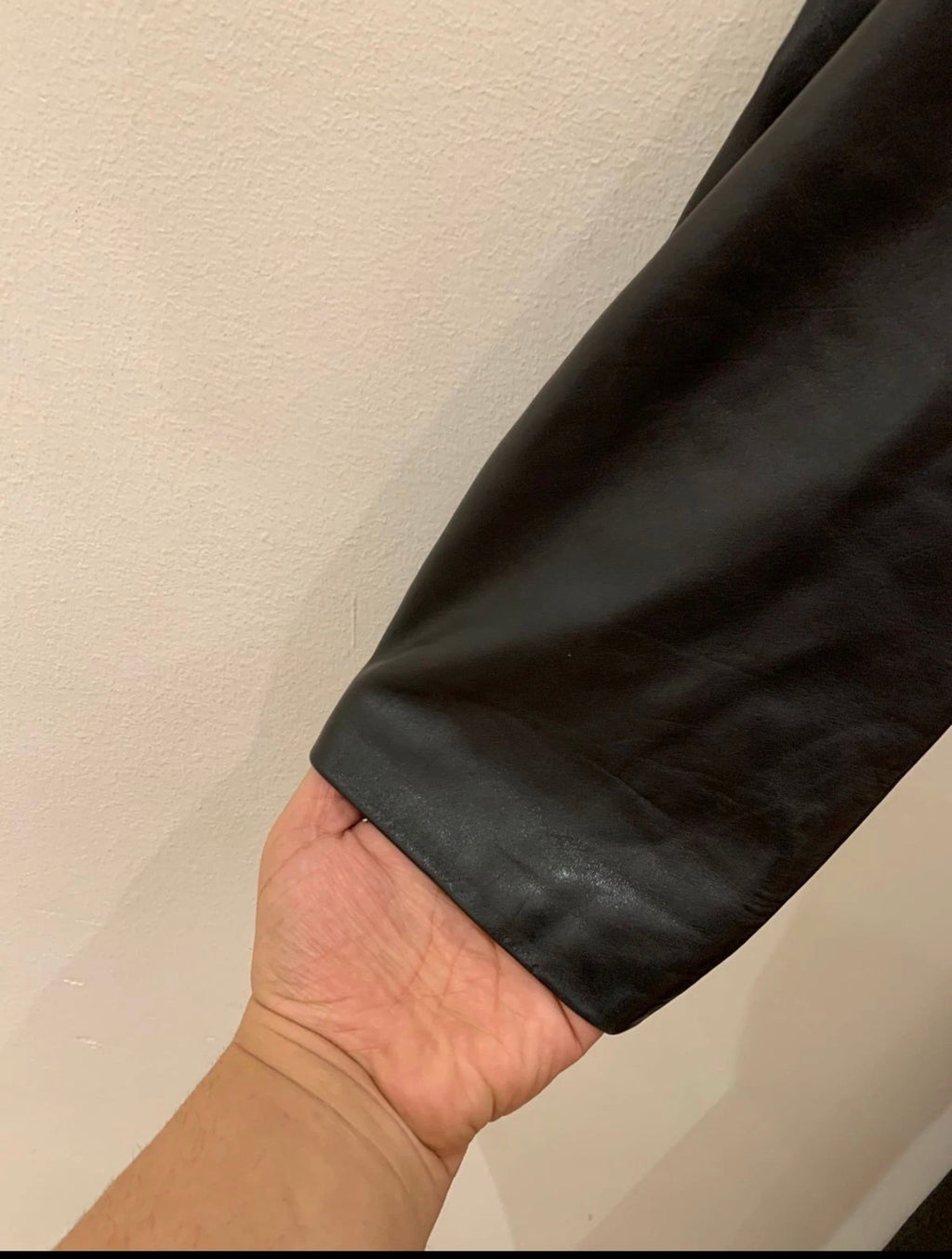 Vintage Real Genuine Leather classic belted black over coat 42R M