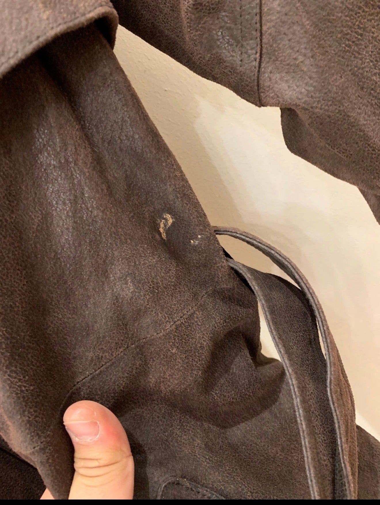 Vintage Real Genuine Leather double breasted raglan belted brown over coat 44R L