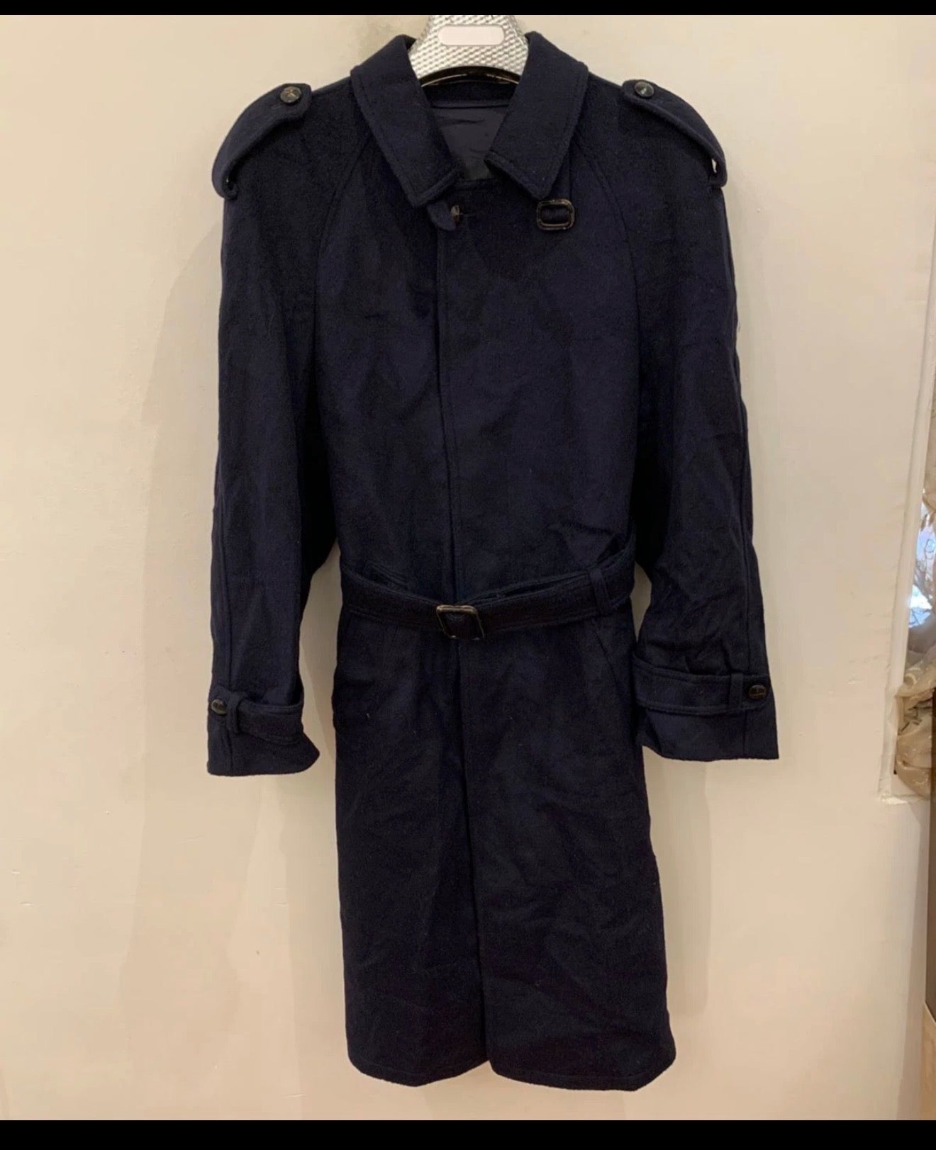 Vintage Lord pure wool belted navy classic raglan Loden over coat 40R