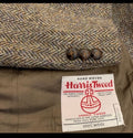 Vintage Harris Tweed Windowpane handwoven wool brown hunting jacket blazer 44R
