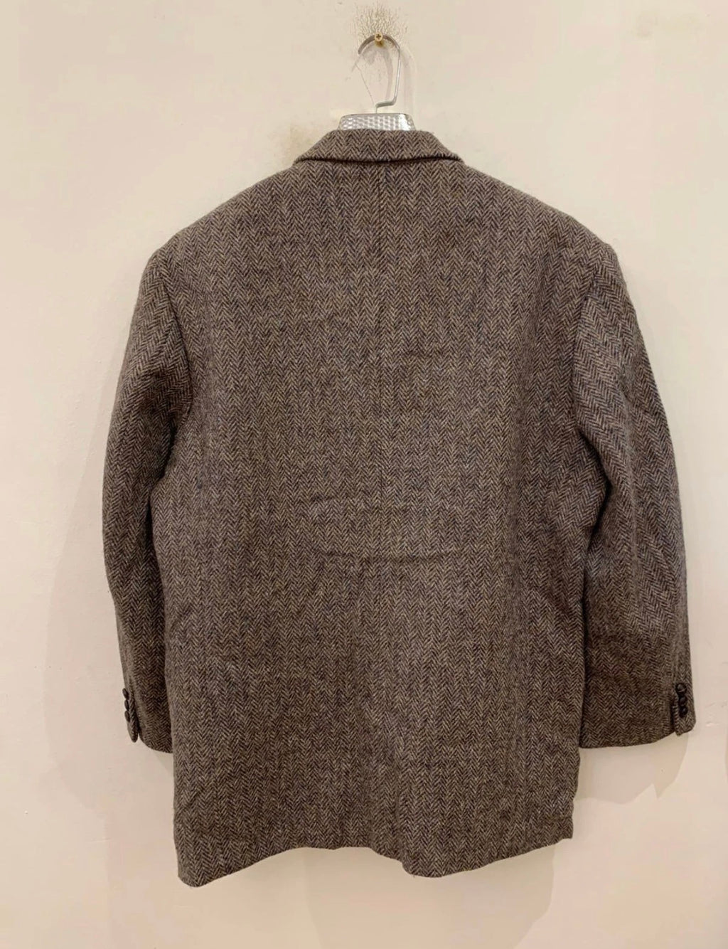Vintage Harris Tweed Windowpane handwoven wool brown hunting jacket blazer 44R