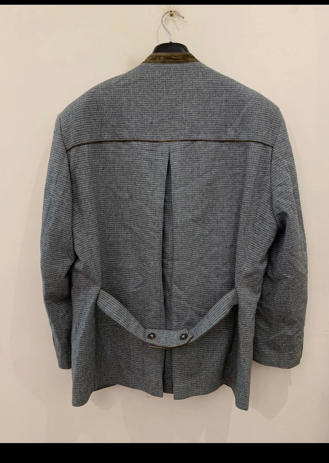 Vintage wool blend tweed classic belted Loden jacket blazer 46R XL