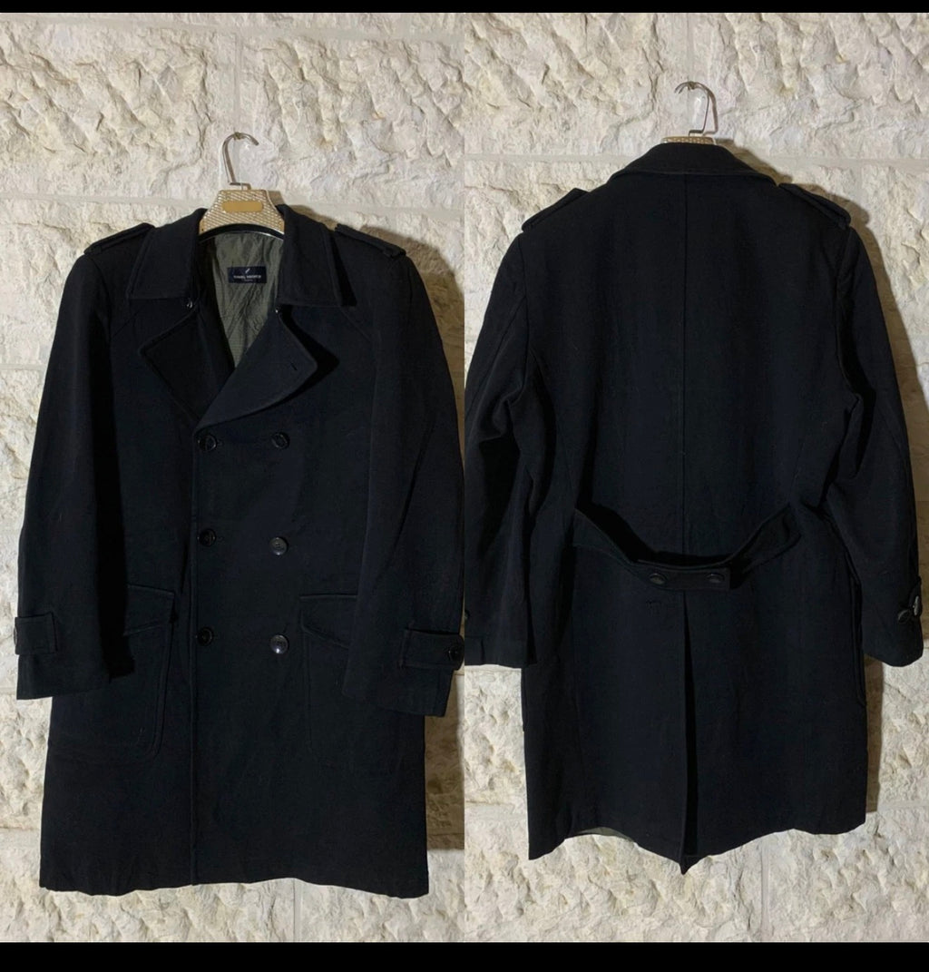Vintage Daniel Hechter Paris belted classic double breasted over coat 44R