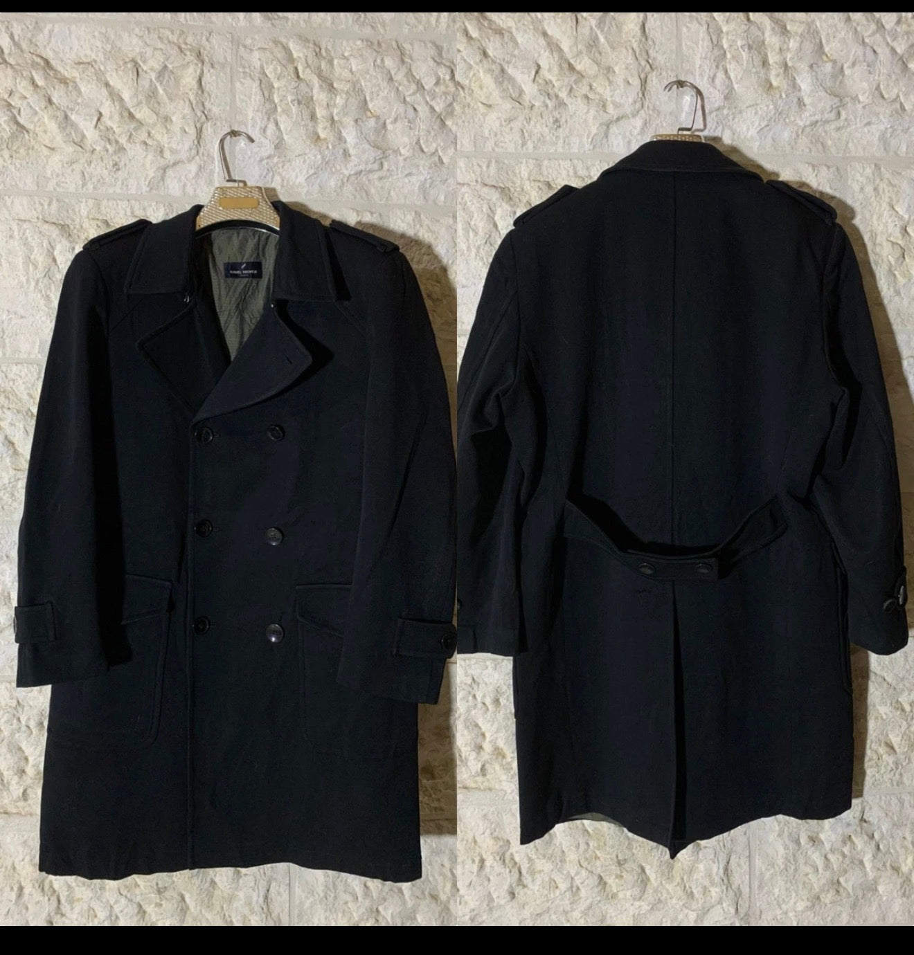 Vintage Daniel Hechter Paris belted classic double breasted over coat 44R