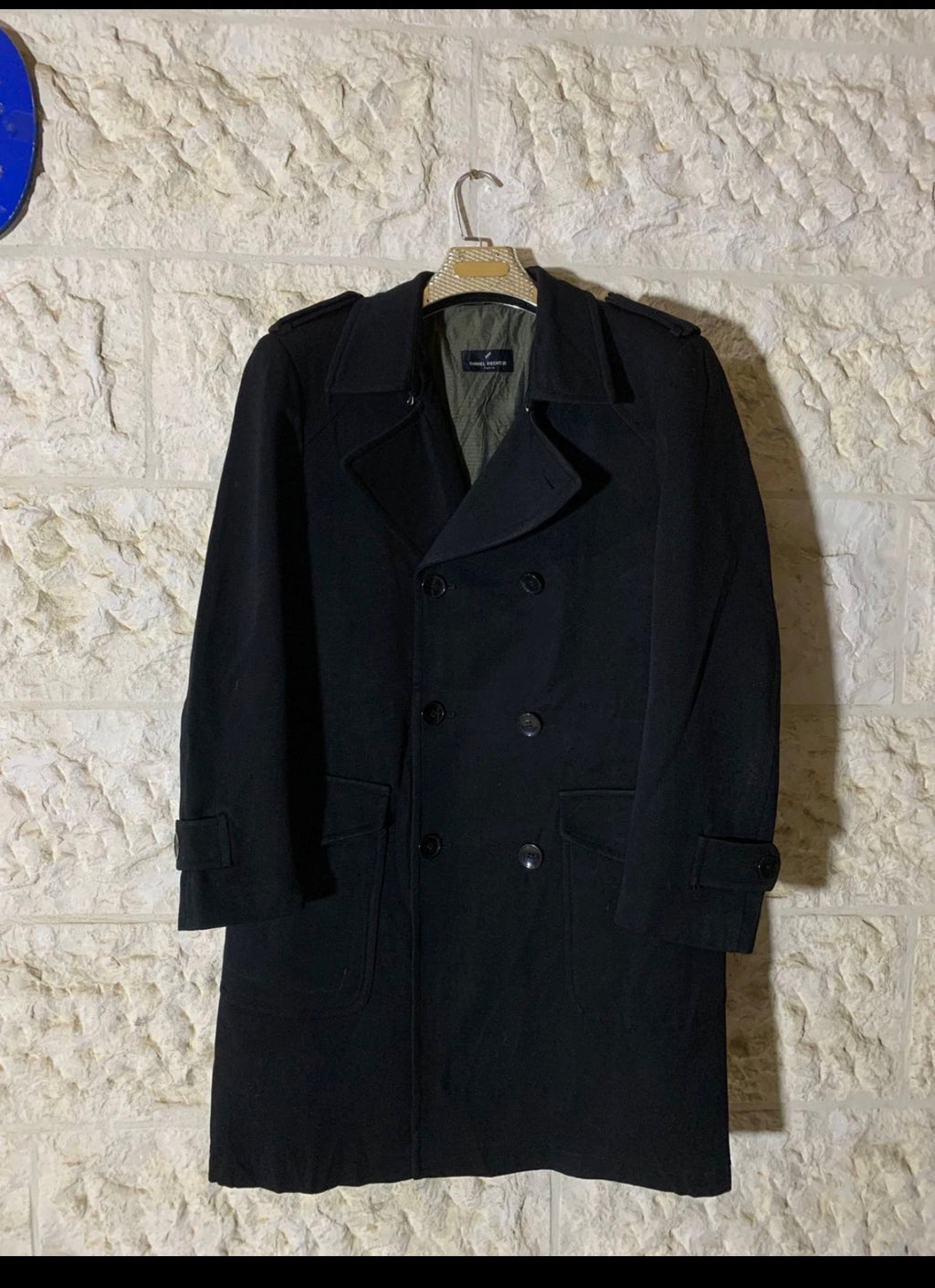 Vintage Daniel Hechter Paris belted classic double breasted over coat 44R