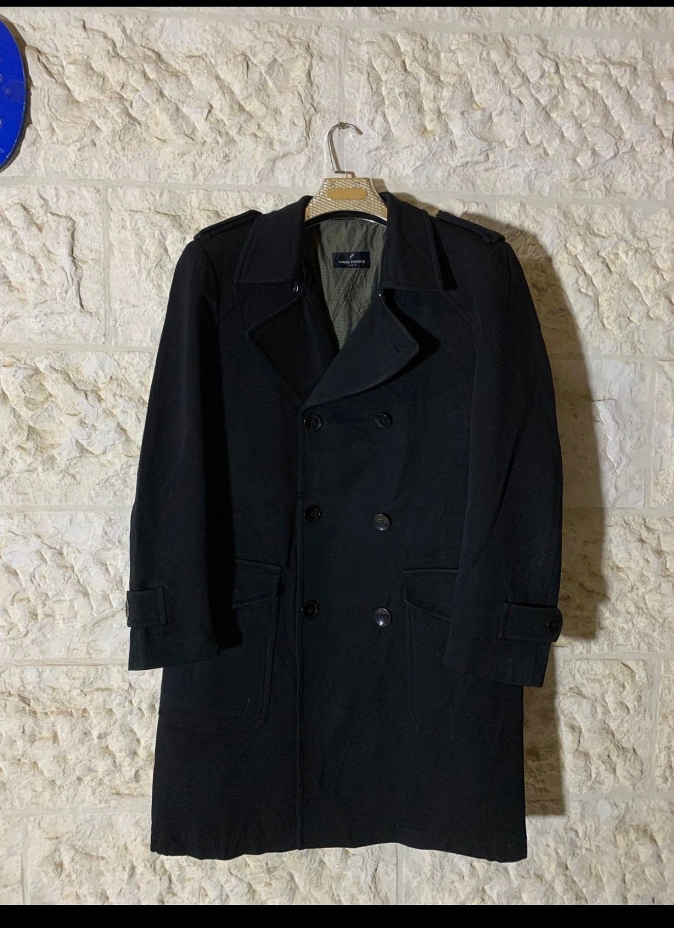 Vintage Daniel Hechter Paris belted classic double breasted over coat 44R