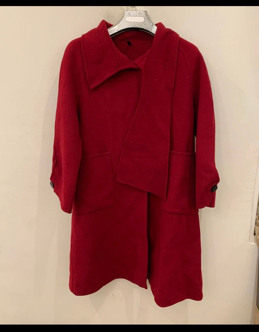 Vintage Superfine wool classic women's raglan red burgundy over coat 46 16 XL