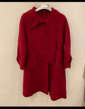 Vintage Superfine wool classic women's raglan red burgundy over coat 46 16 XL