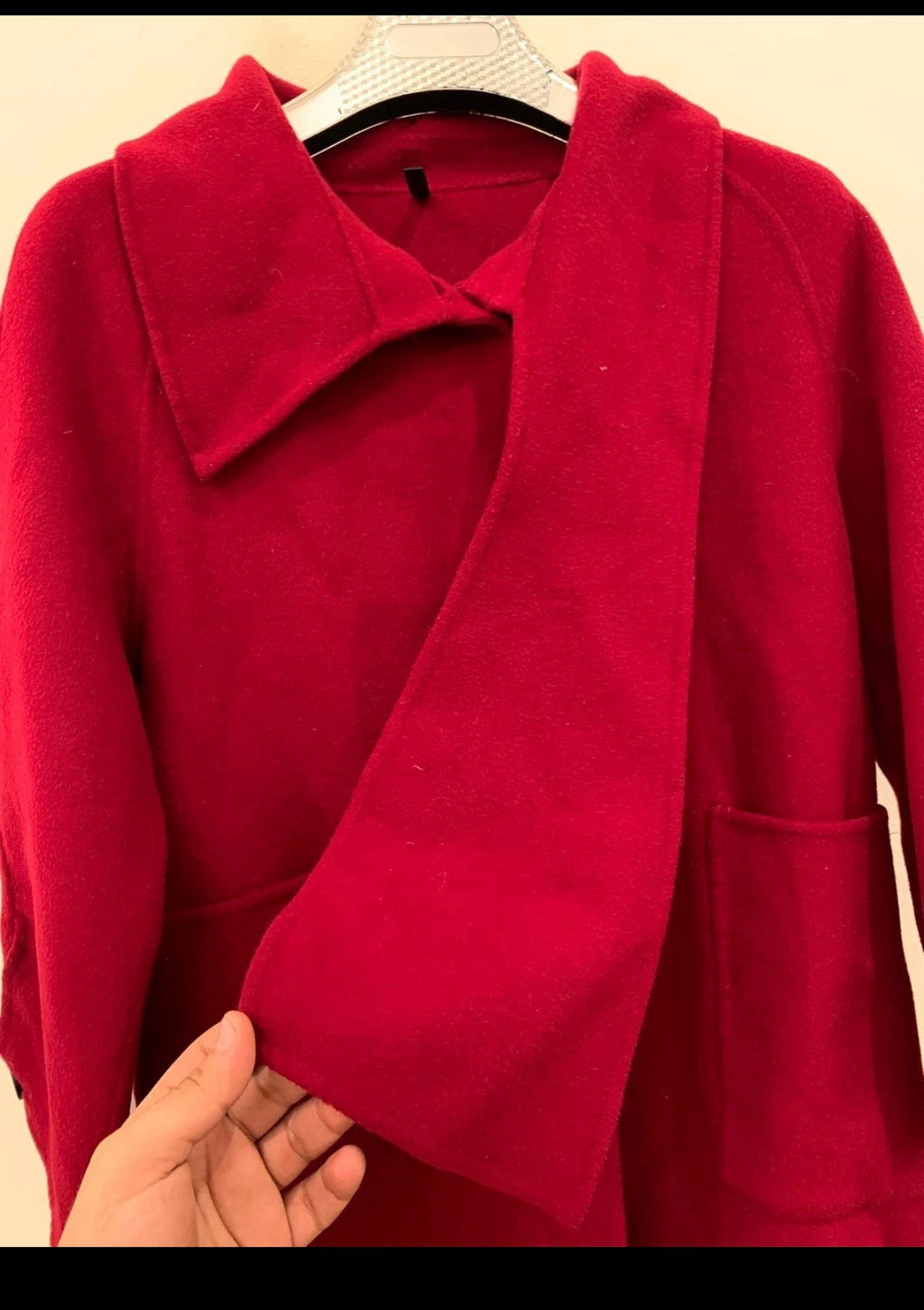 Vintage Superfine wool classic women's raglan red burgundy over coat 46 16 XL