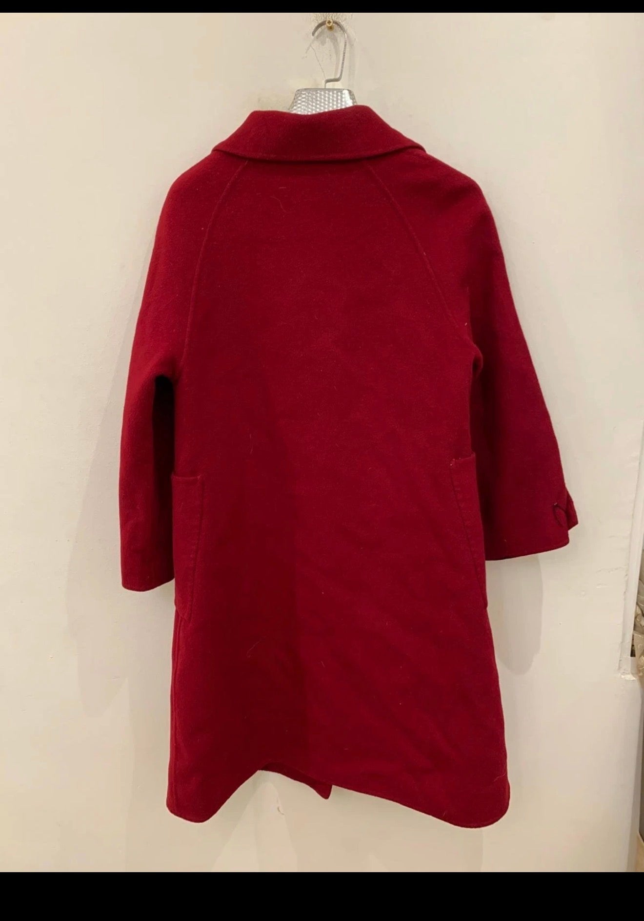 Vintage Superfine wool classic women's raglan red burgundy over coat 46 16 XL