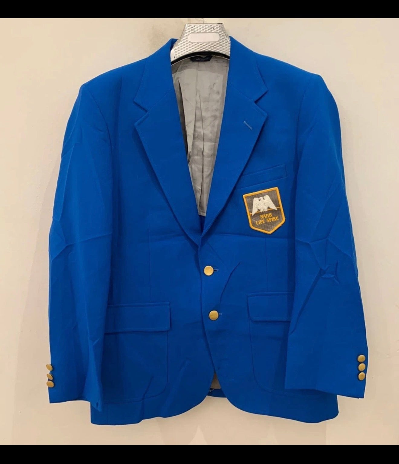 Vintage gold button Azure blue unique union made classic jacket blazer 38R