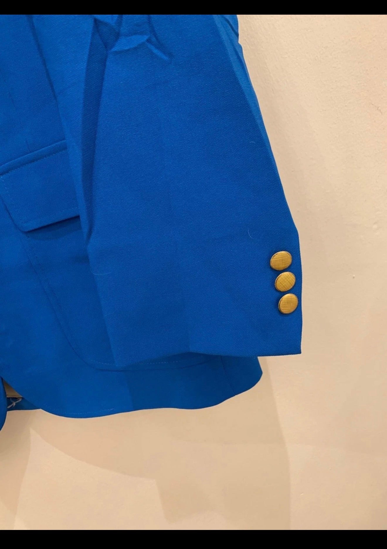 Vintage gold button Azure blue unique union made classic jacket blazer 38R
