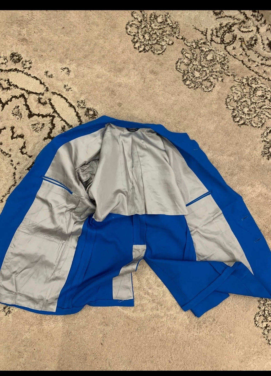 Vintage gold button Azure blue unique union made classic jacket blazer 38R