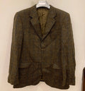 Vintage pure wool handwoven Tweed Windowpane green hunting jacket blazer 44L