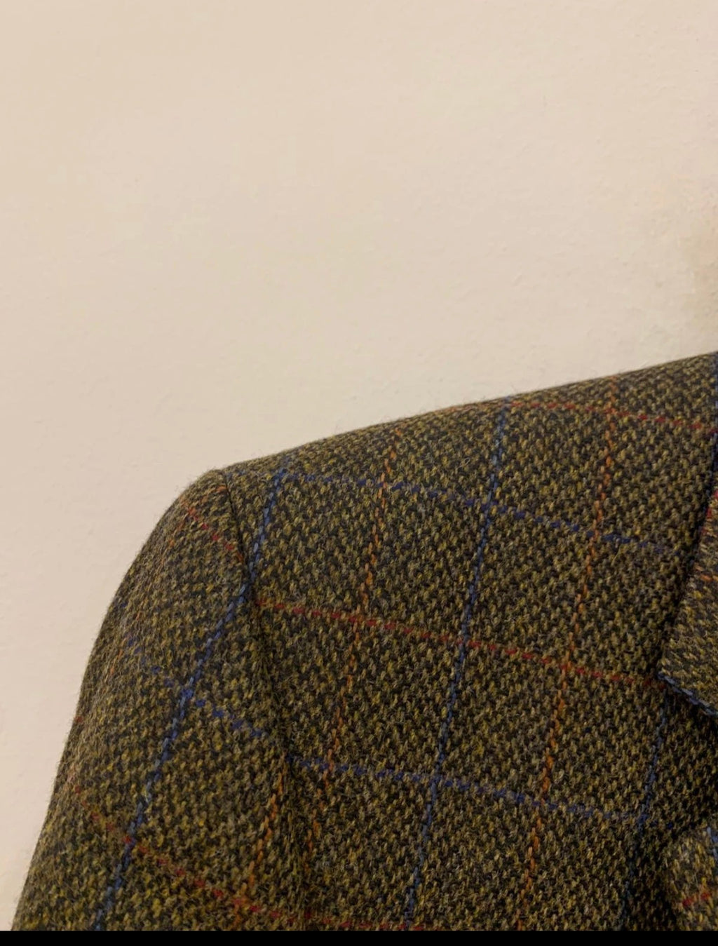 Vintage pure wool handwoven Tweed Windowpane green hunting jacket blazer 44L