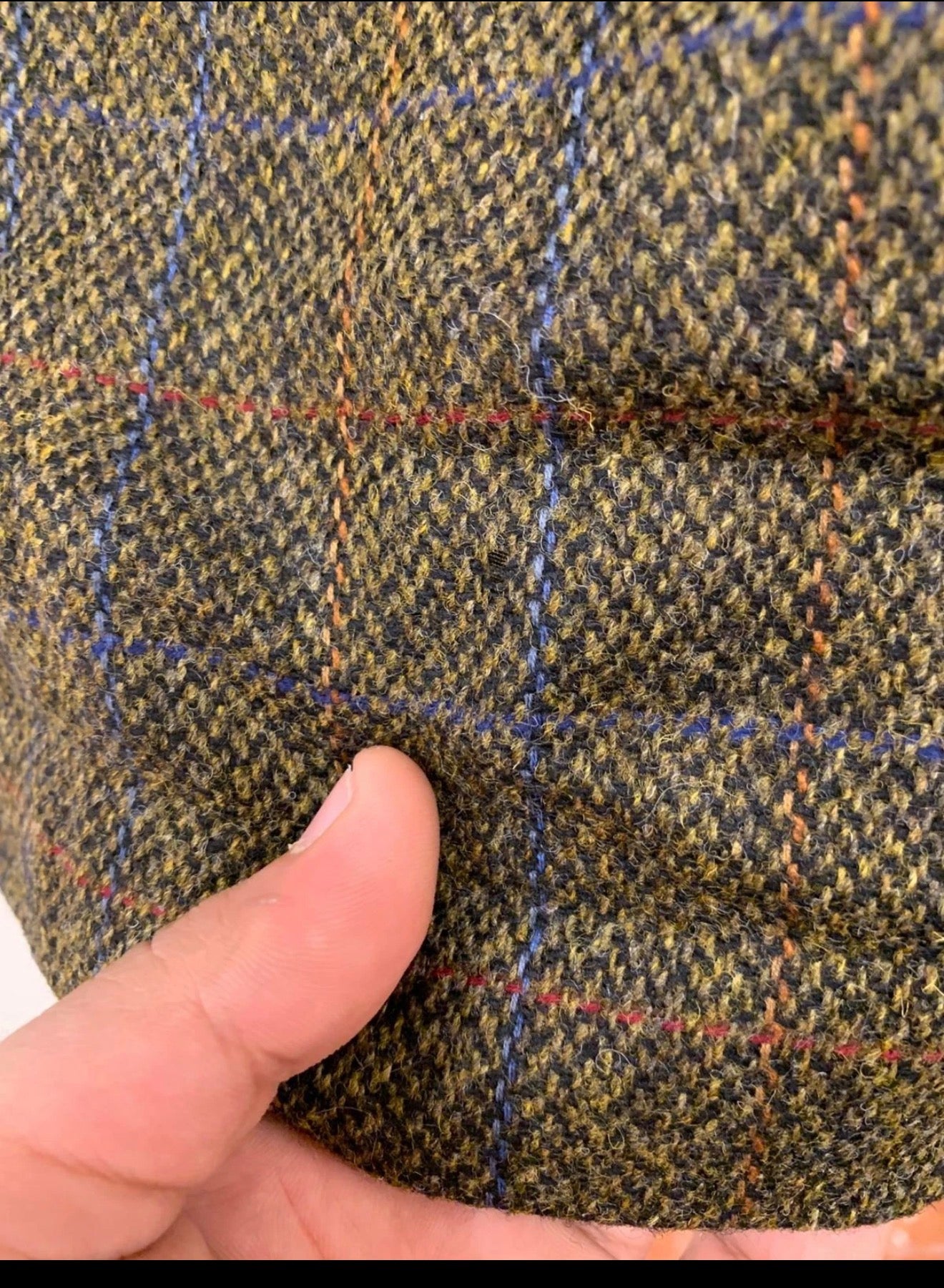 Vintage pure wool handwoven Tweed Windowpane green hunting jacket blazer 44L