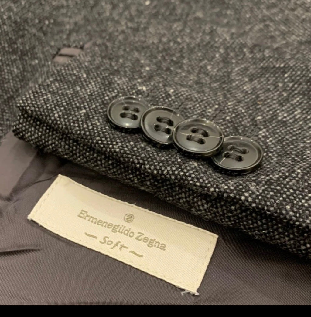 Vintage Ermenegildo Zegna Soft wool cashmere charcoal jacket blazer 44L