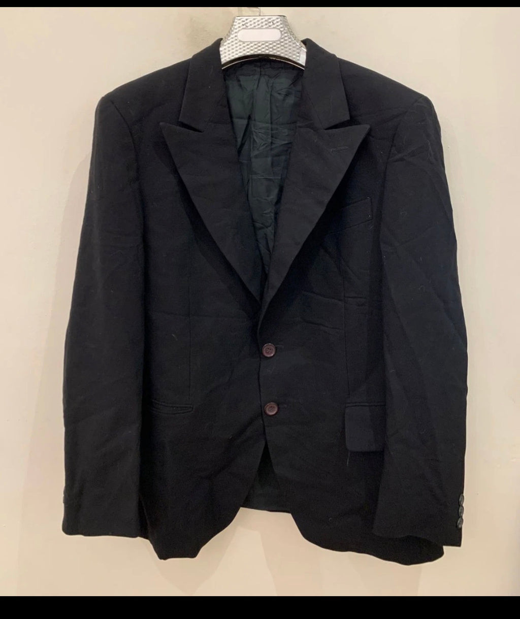 1970s Vintage pure wool peak lapel Stroller black classic jacket blazer 42R