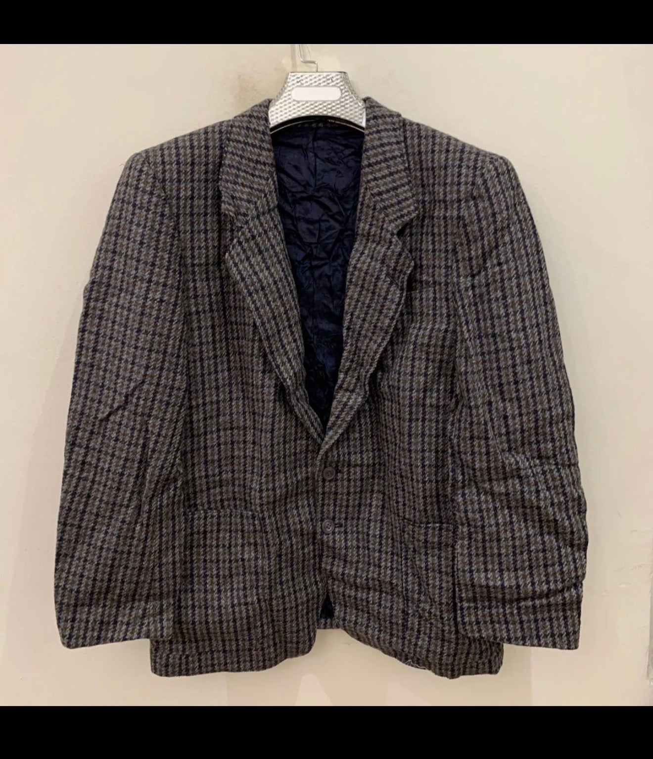 Vintage pure wool handwoven tweed houndstooth hunting jacket blazer 40R