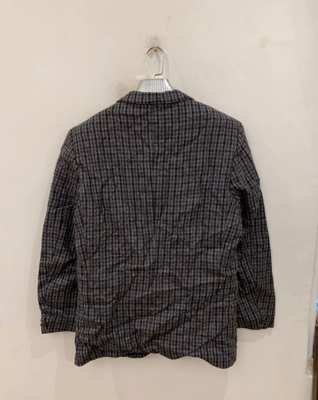 Vintage pure wool handwoven tweed houndstooth hunting jacket blazer 40R