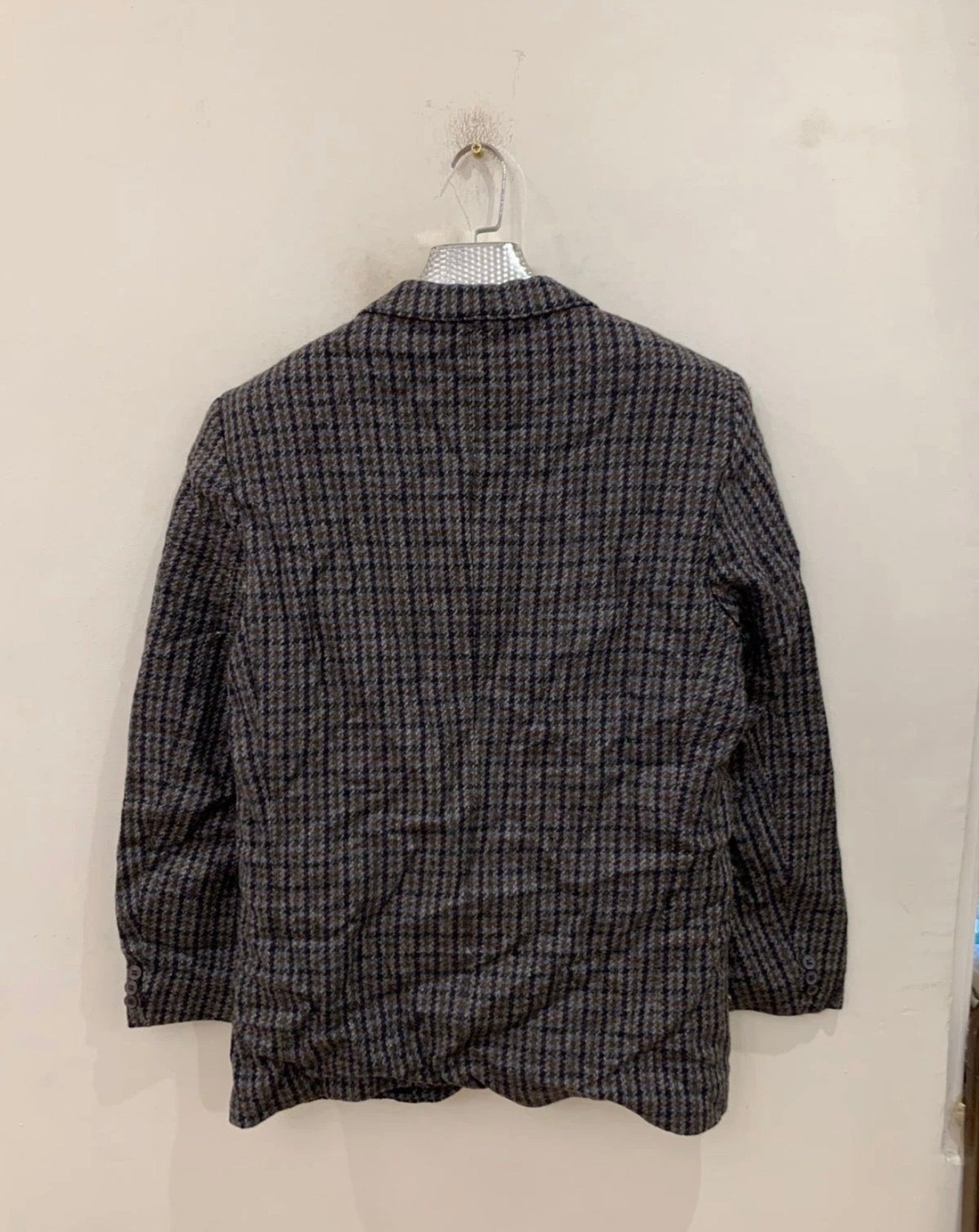 Vintage pure wool handwoven tweed houndstooth hunting jacket blazer 40R