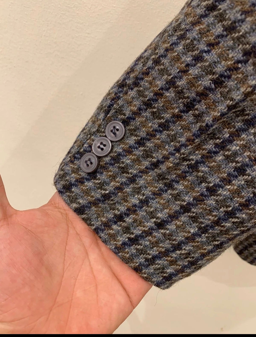 Vintage pure wool handwoven tweed houndstooth hunting jacket blazer 40R