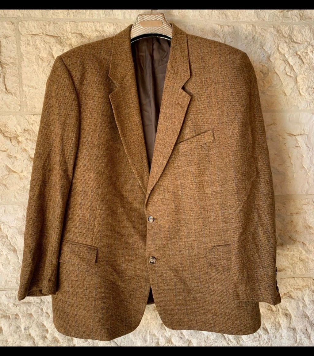 Vintage Daniel Hechter wool mohair classic brown hunting jacket blazer 46R XL