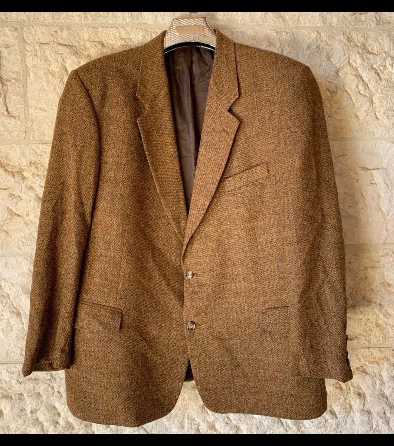Vintage Daniel Hechter wool mohair classic brown hunting jacket blazer 46R XL
